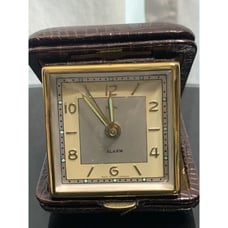 Alarm Clock Brown Leather Florn Can Ship to YOU!