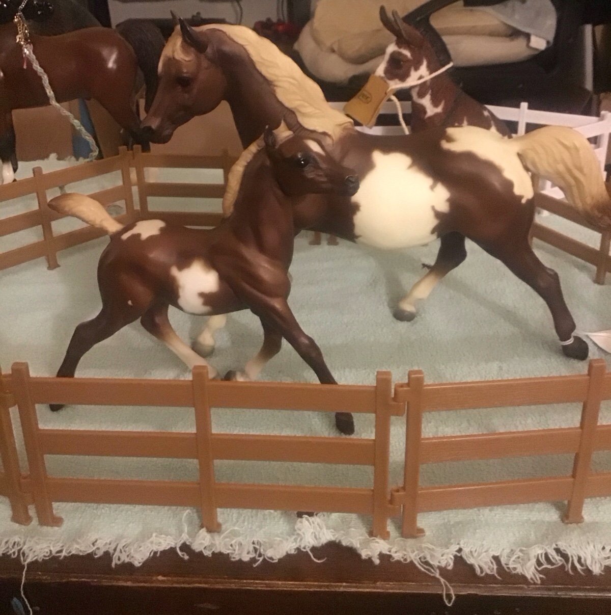 Breyer dark chestnut Running Mare & Running Foal
