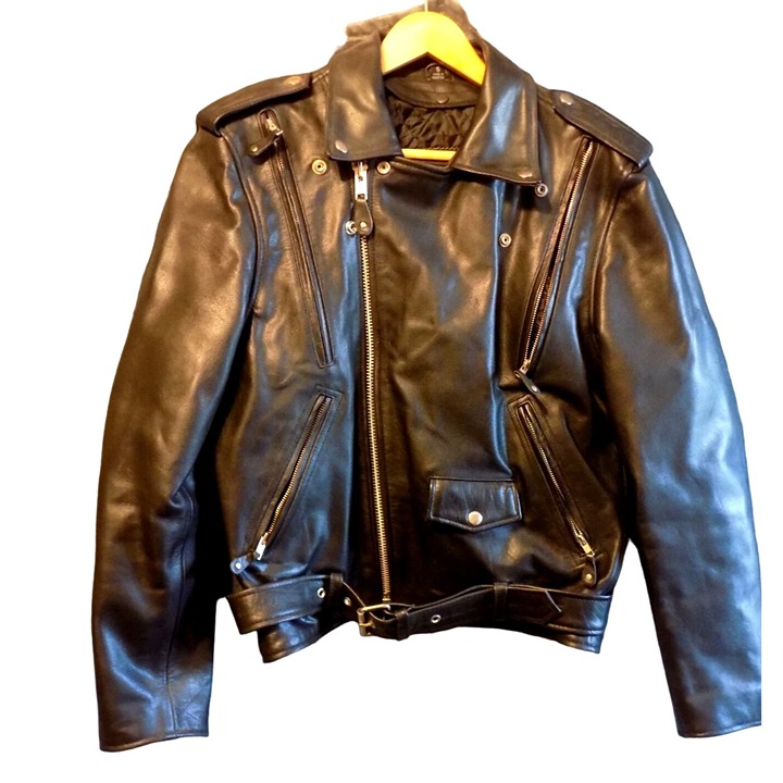 Rockabilly Style Mens Leather Jacket Size Small