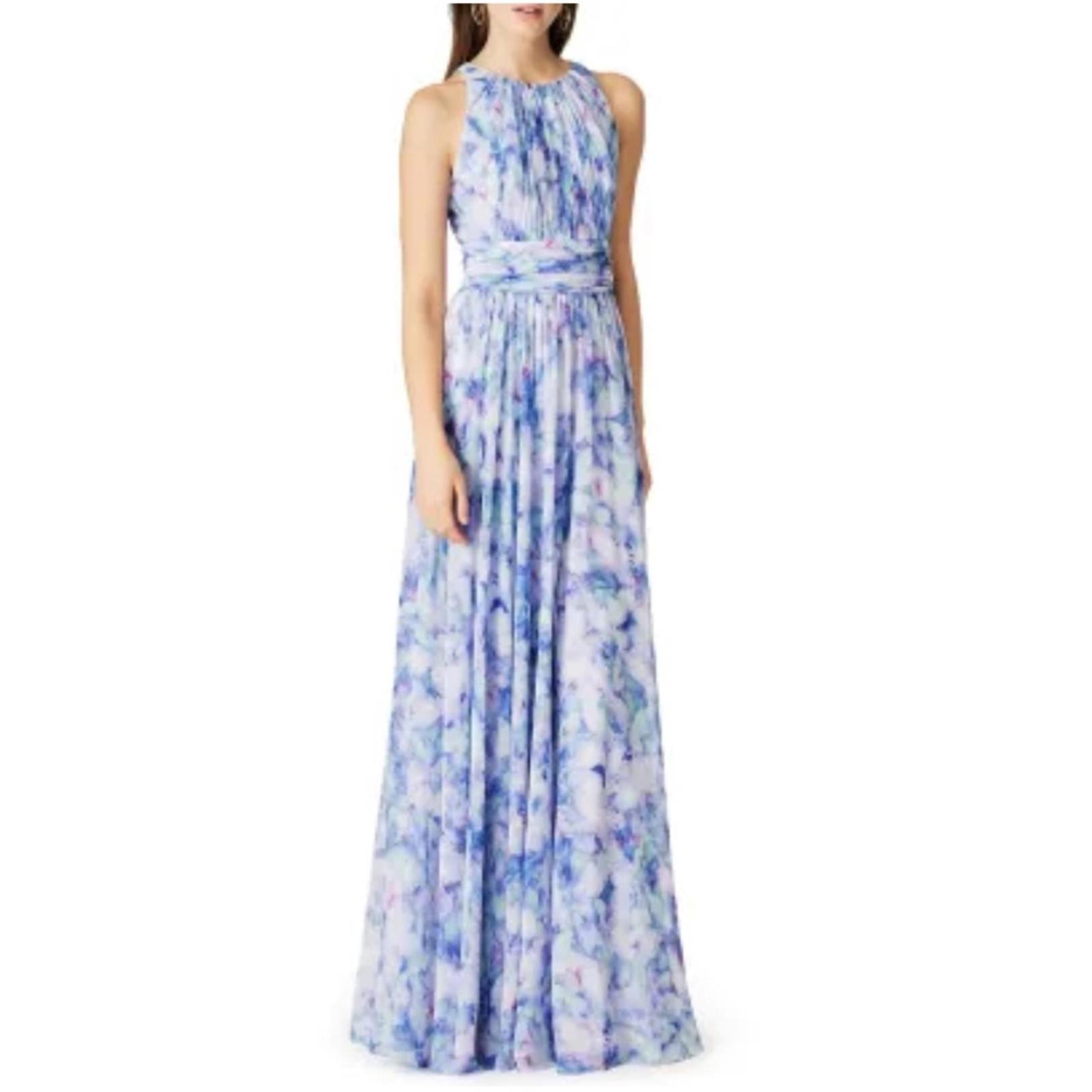 Badgley Mischka Water Lilies Maxi Dress, Floral Plus Size 22 Retail $880