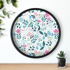Floral Design Wall 10 Clock Black/White Boho Home Decor Living Room Accessory