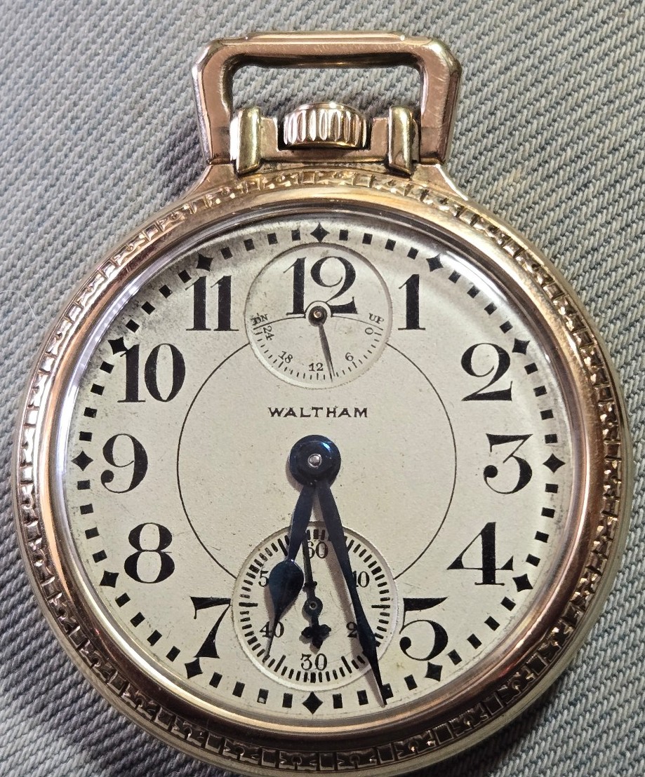 RARE 23 JEWEL WALTHAM WIND INDICATOR RAILROAD POCKET WATCH L@@K