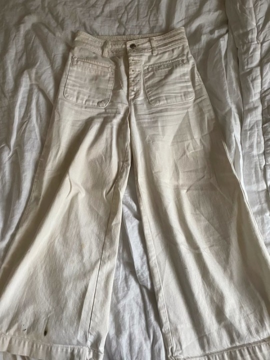 white wide leg high rise jeans
