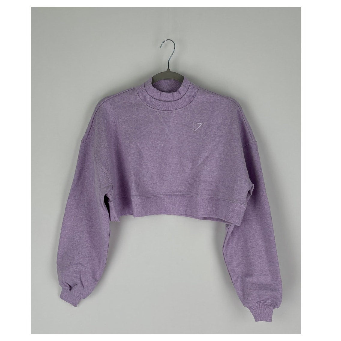GymShark Oversized Rest Day Sweats Crop Pullover Sweatshirt Women XS B3A9W Lilac
