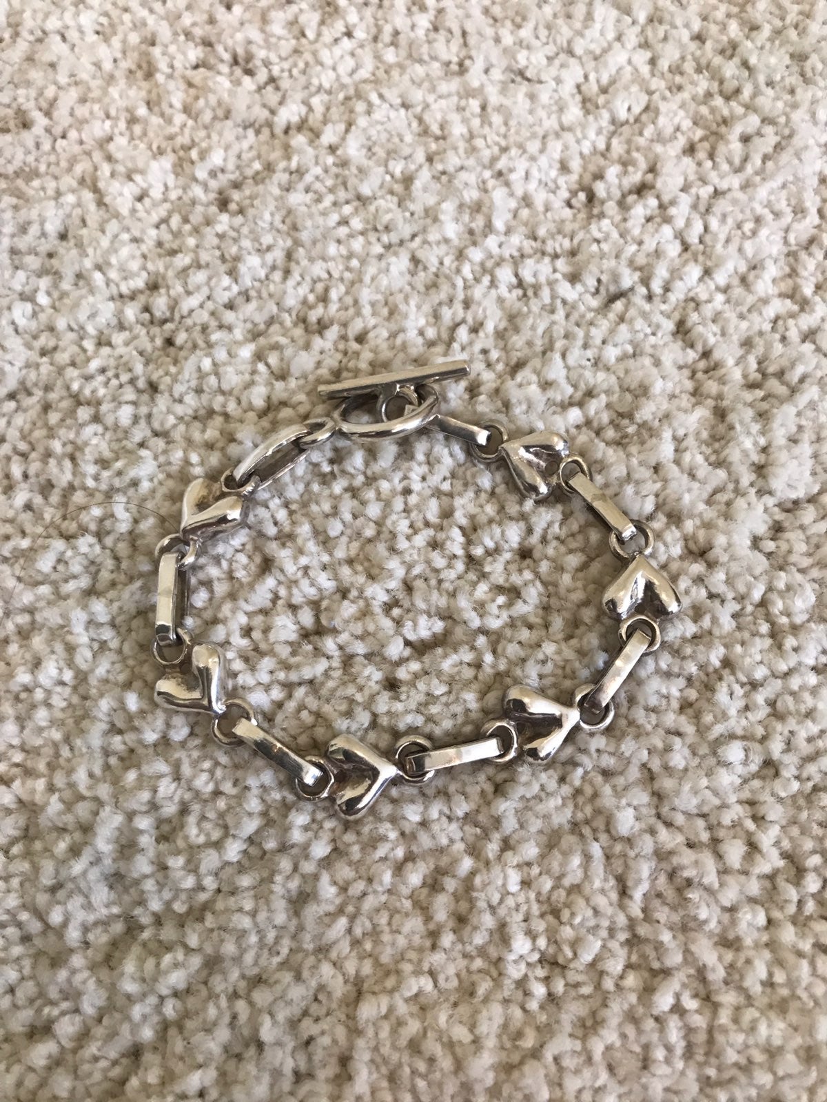 Sterling Silver Heart Toggle Bracelet