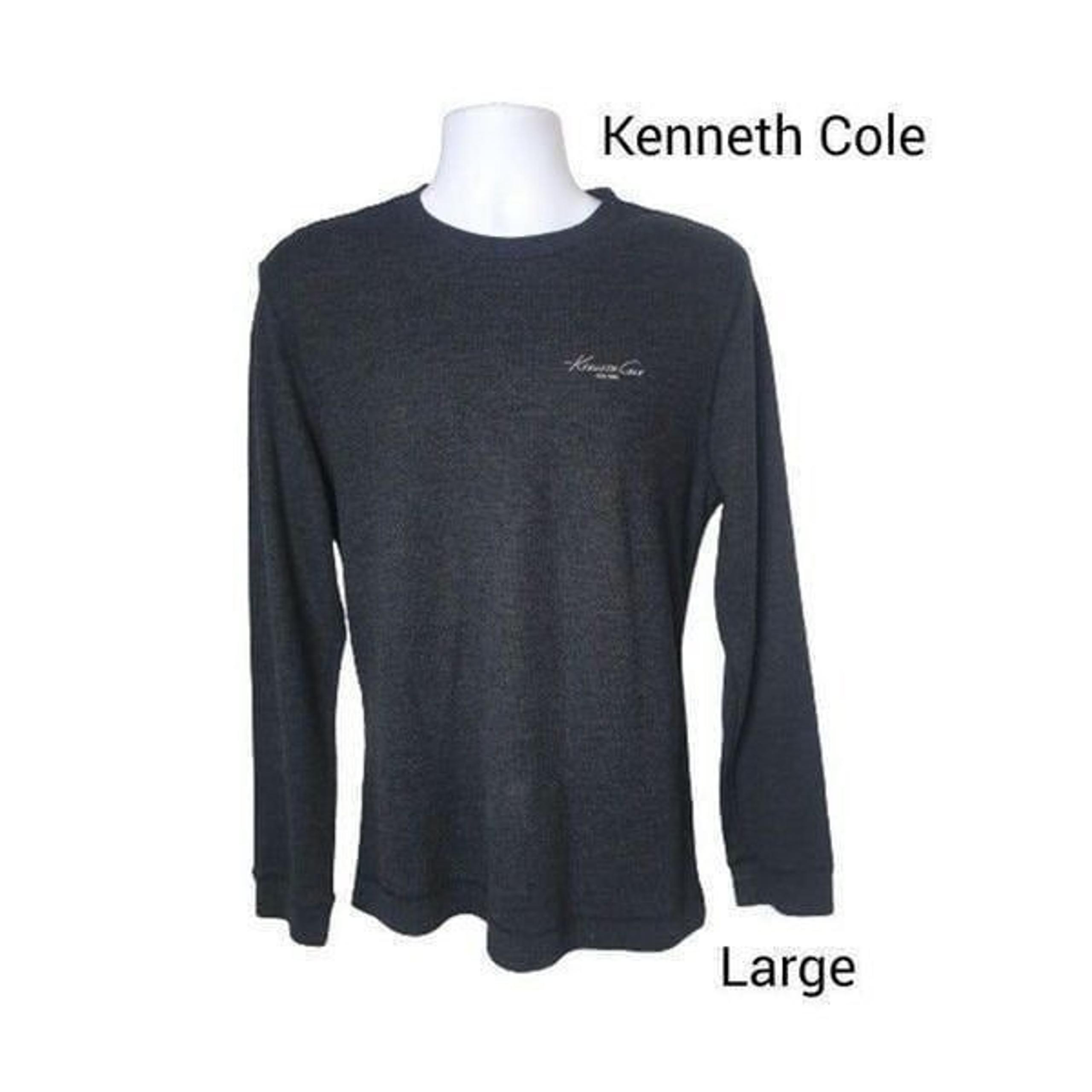 Kenneth Cole Men's Long Sleeve Pullover Large Grey Waffle Crew Neck Top L
