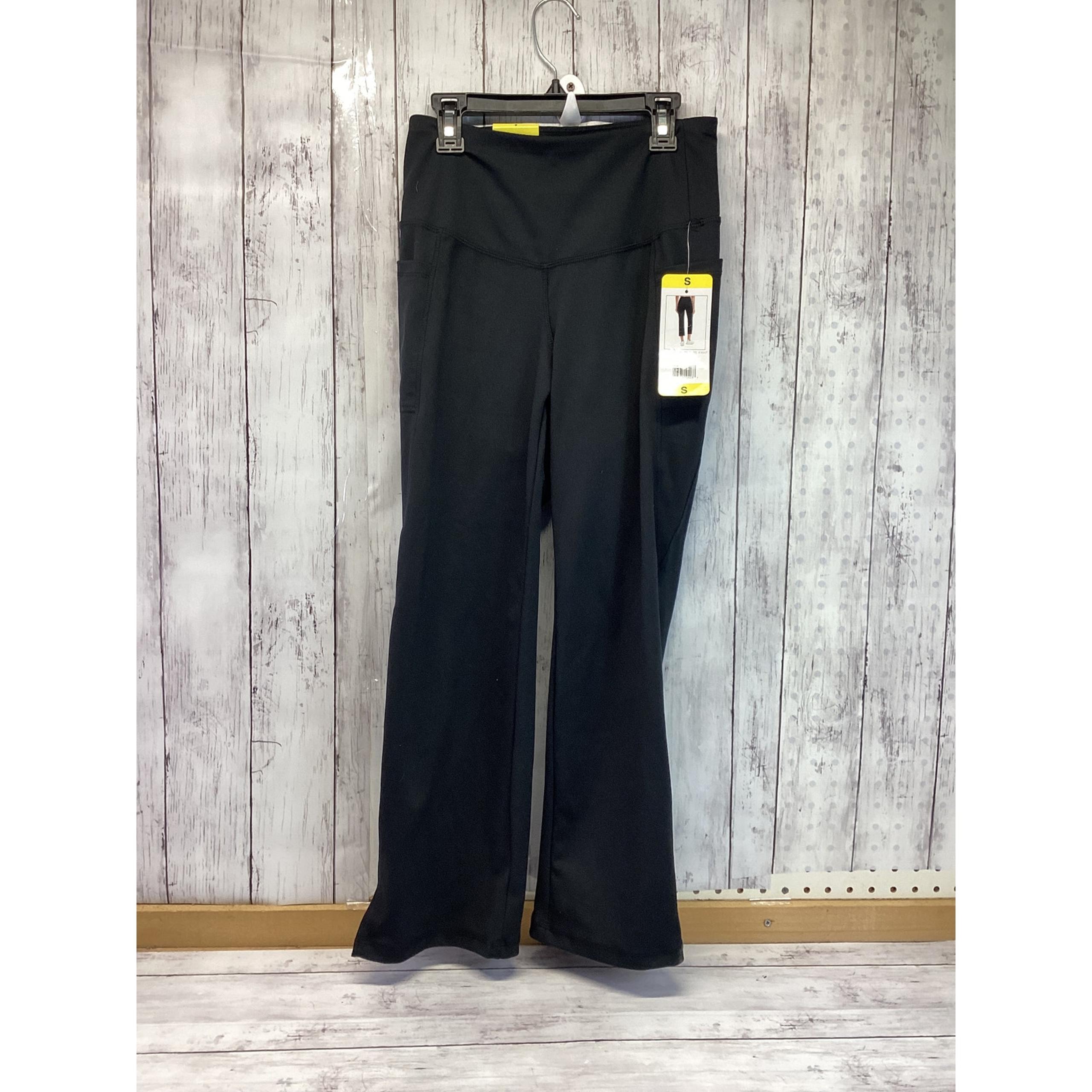 Jockey Women's Flare Pants Yoga Black Sweatpants High Waist Cropped Slit Size S