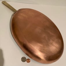 Vintage Copper and Brass Fish Frying Pan, Sauce Pan, 21 Long and 13 x 9 1/2