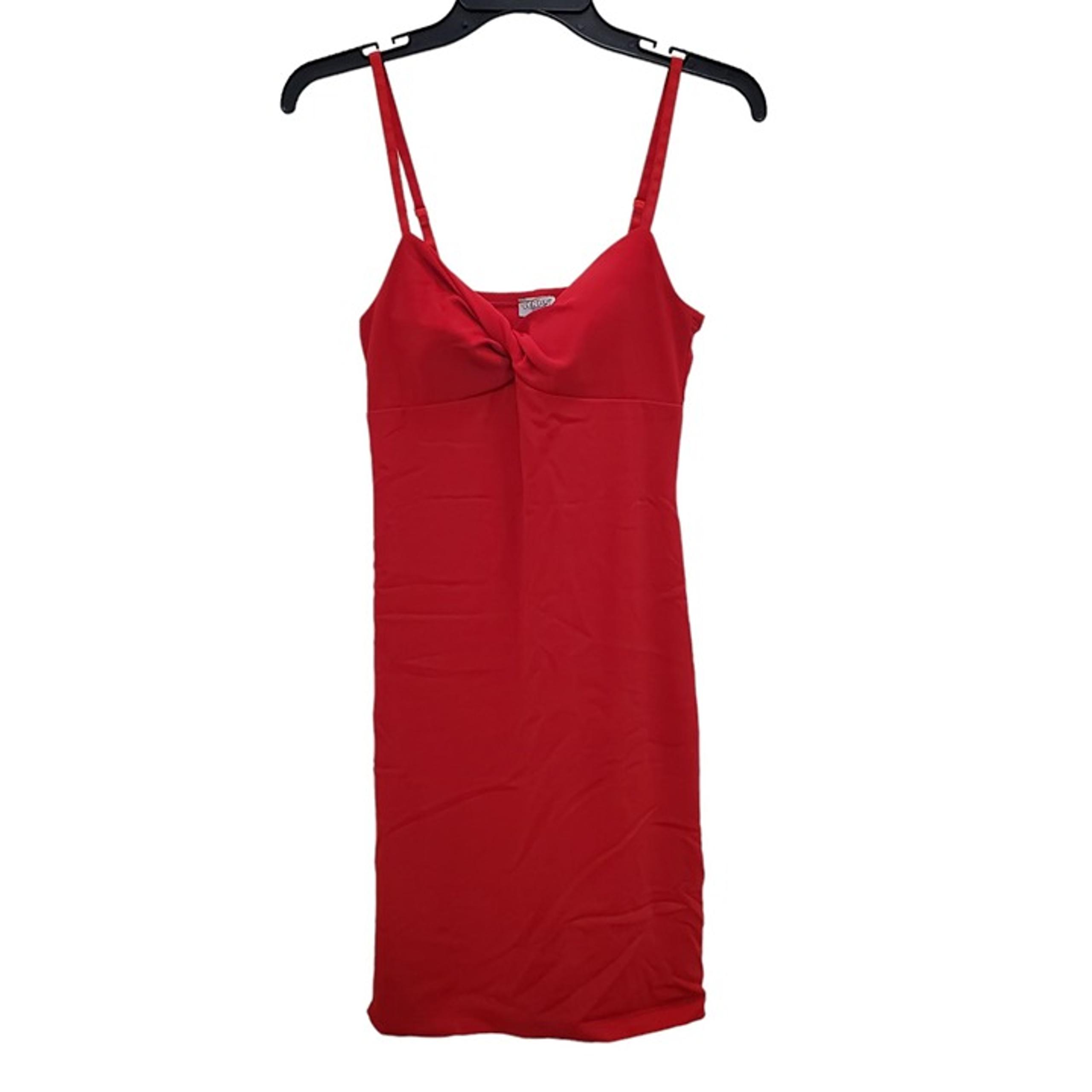 Venus USA Women's Vintage 90s Y2K Red Twist Front Slinky Knit Mini Dress Sz L