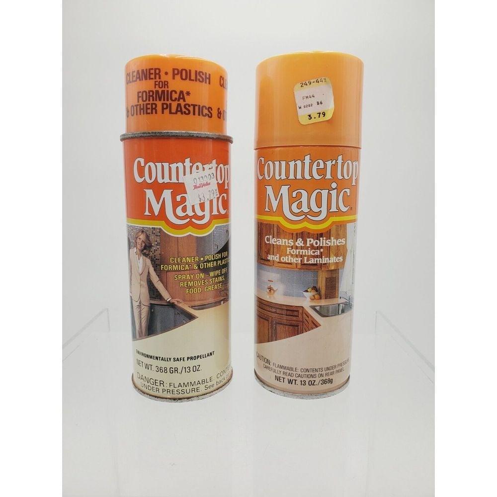 Lot Of 2 Vintage Countertop Magic 13oz Aerosol Cleaner Polisher Spray