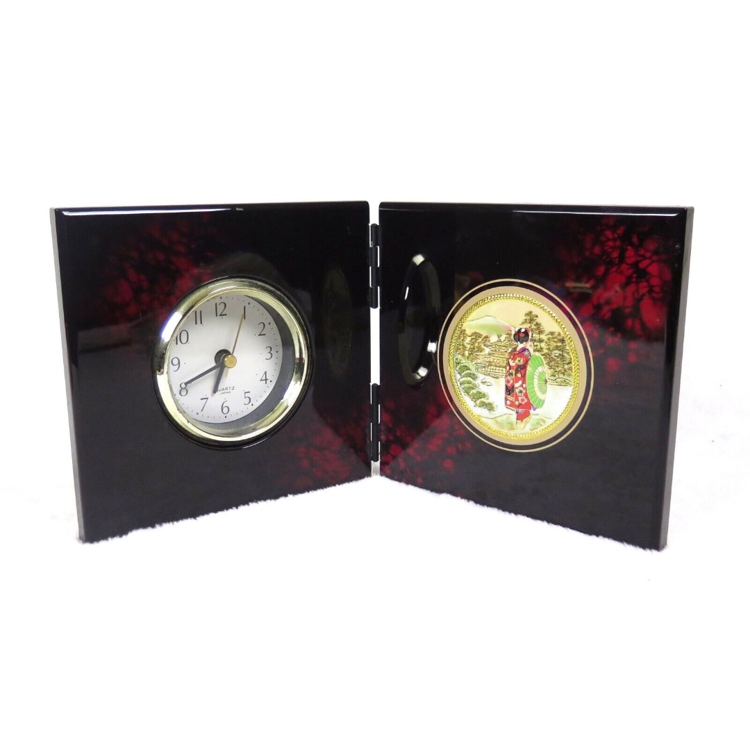 Japanese Fold Up Clock Tokyo 2000 VTG Geisha Girl Quartz Japan Battery Operated