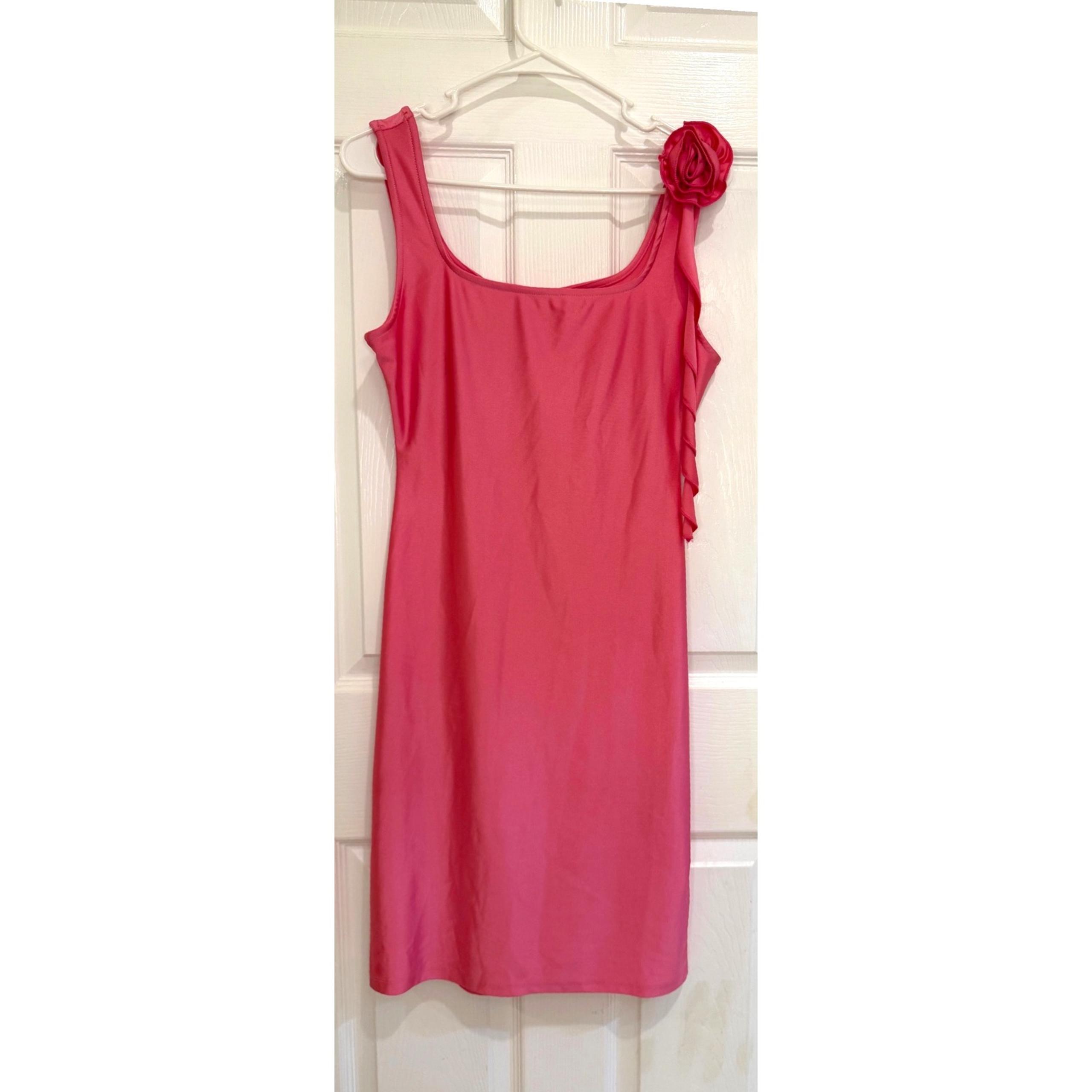 Lush Hot Pink Dress Sleeveless Party Cocktail Rose Detail Size L Hot Pink Dress Sleeveless Party Cocktail Rose Detail Size L - Lush