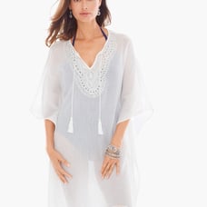 Chicos NWT! Swim Embellished Cotton Gauze Swim Cover-Up Poncho