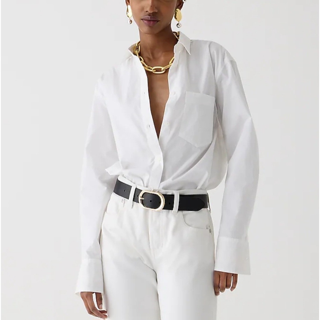 J. Crew Garçon Classic Shirt in Cotton Poplin Women's Size 6 White NWT Classic