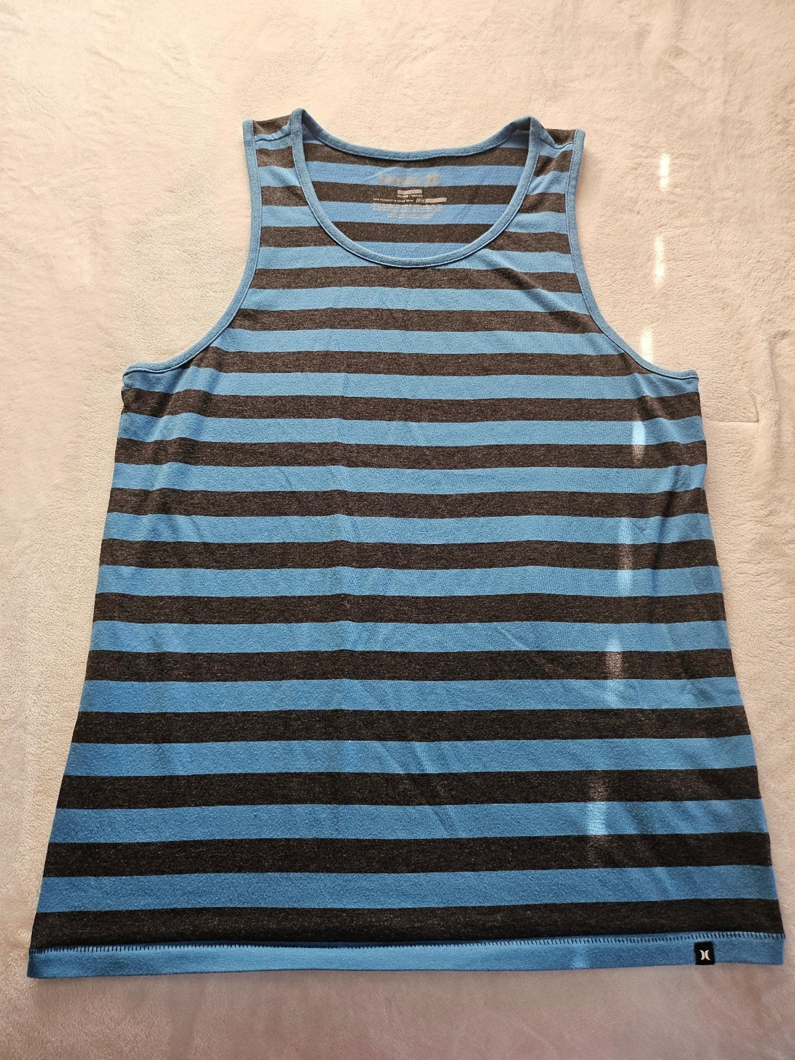 NWOT Hurley Men's Captain Knit Fashion Tank Top horizon blue black Striped large