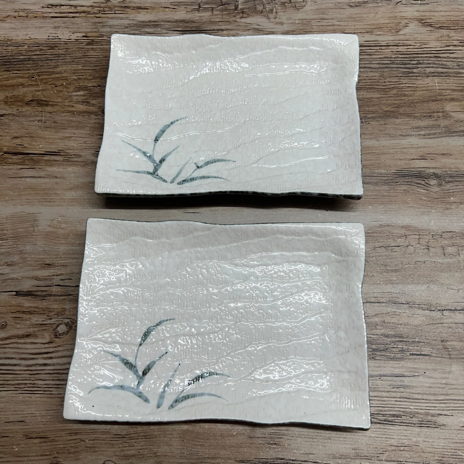 Vintage Japanese Sushi Serving Plate Appetizer Set Of 2, Ceramic set