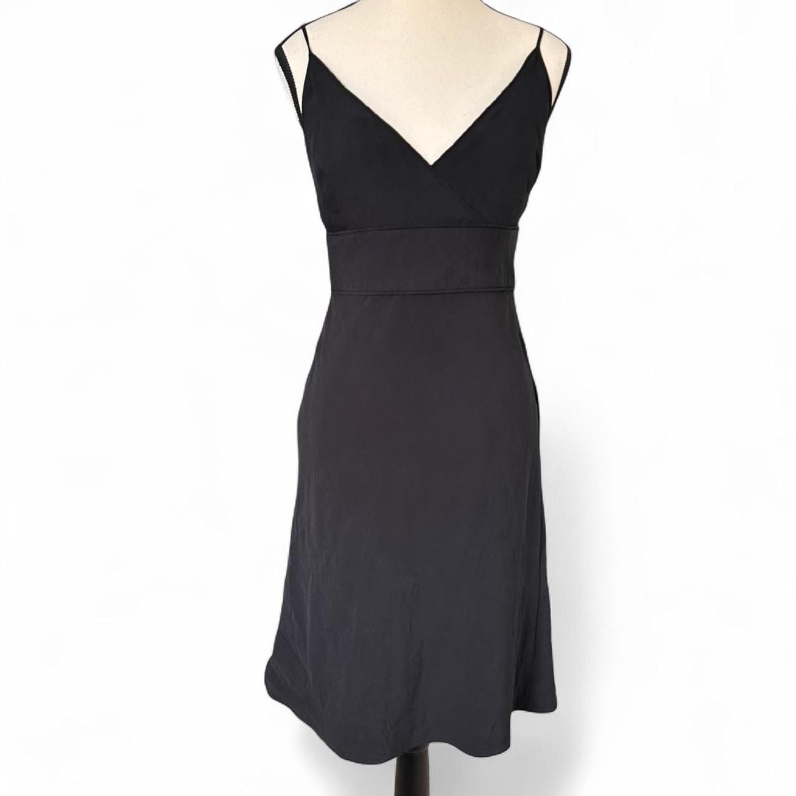 Ann Taylor Women's Black 100% Silk Midi Dress, 2 Formal Wedding Cocktail