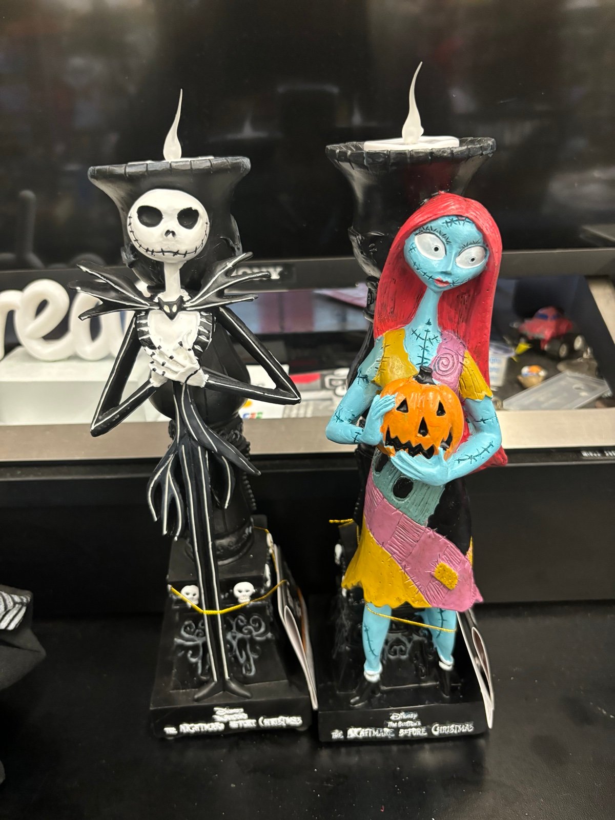 Disney NBC nightmare before Christmas Jack & Sally LED candle holder set NWT