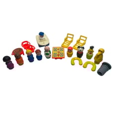 VTG Lot 20 Fisher Price & Sesame Street Plastic People Furniture Boat Outdoor