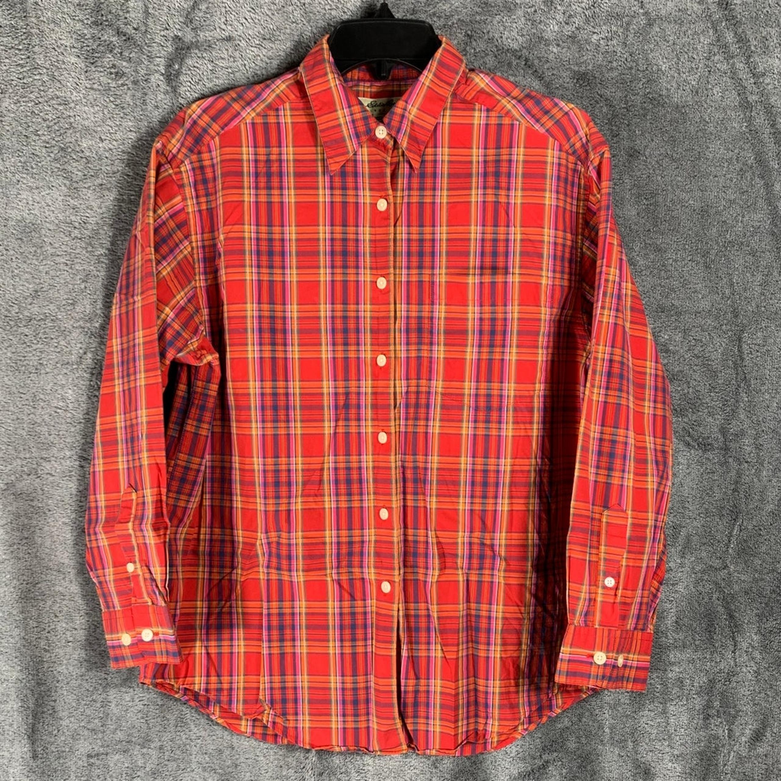 Eddie Bauer Shirt Womens Small Red Plaid Button Down Outdoor Casual Gorpcore