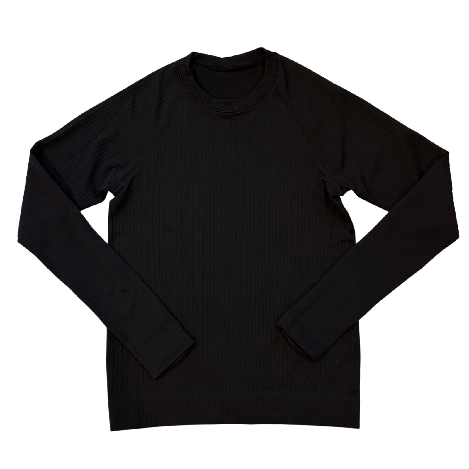 Lululemon Rest Less Shirt Womens Size 4 Black Pullover Crew Neck Long Sleeve