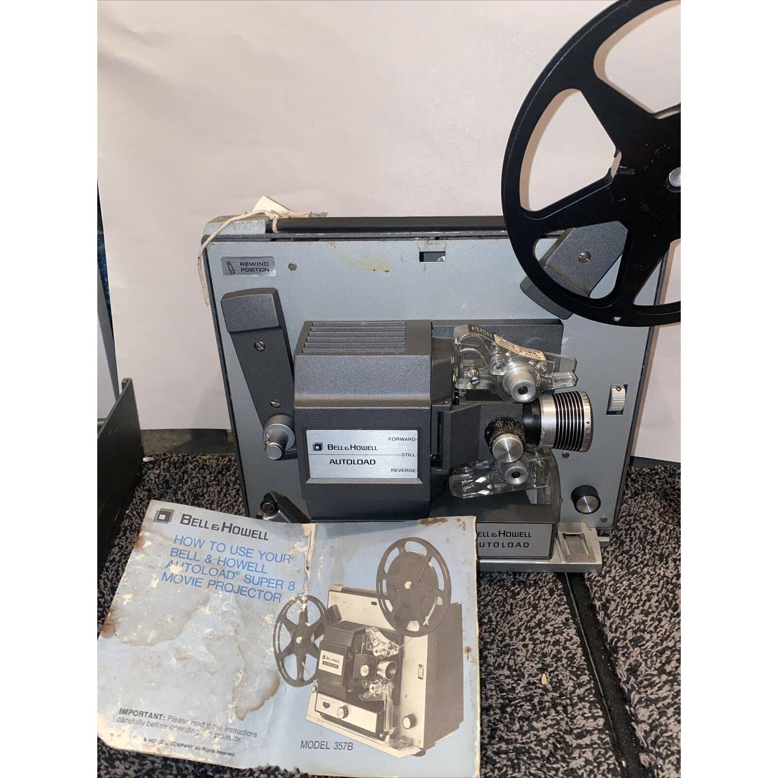 Vintage Bell & Howell Autoload 357B Super 8MM Film Projector Tested top Works