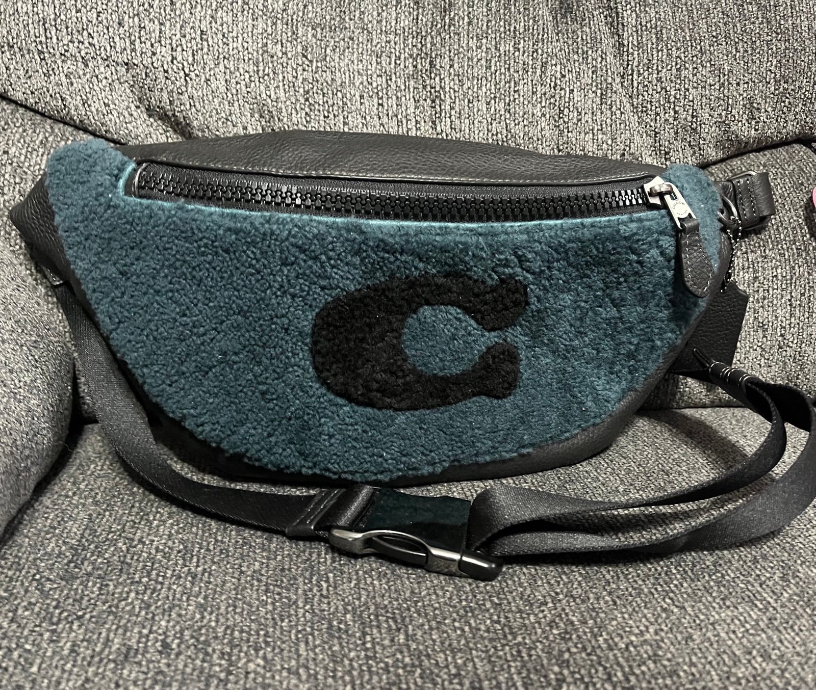 Coach leather and Sherpa sling bag