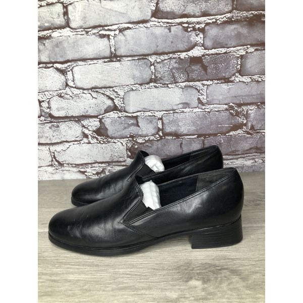 Munro American Black Leather Slip On Heel Loafer Shoes Women’s Sz 8.5 SS US/39EU