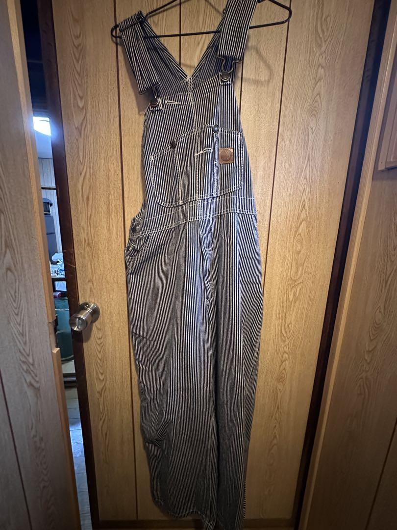 Striped Overalls Cotton Blend