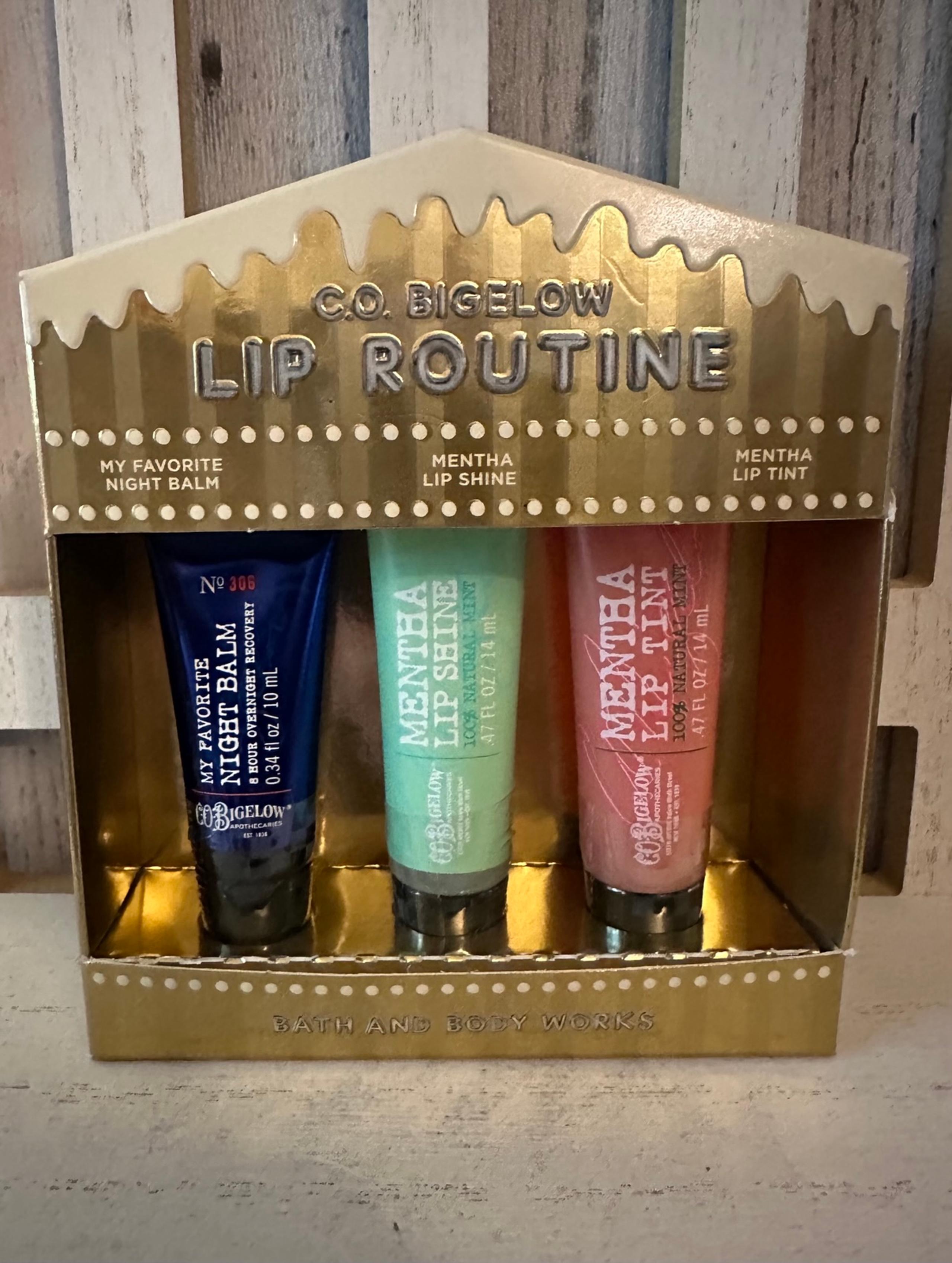 C.O. BIGELOW ~ LIP ROUTINE ~ MY FAVORITE NIGHT BALM / MENTHA LIP SHINE / TINT