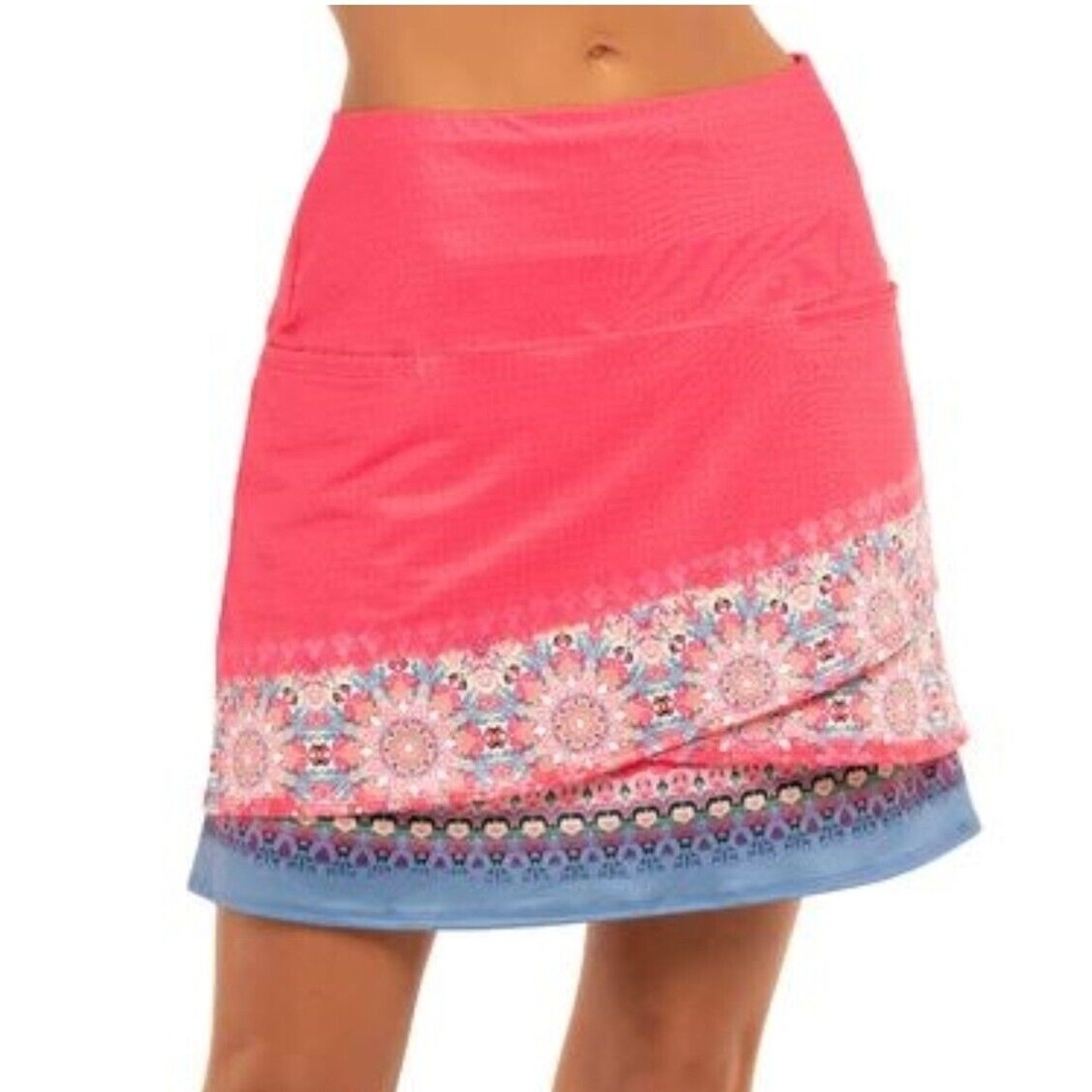Lucky In Love Tulum Scallop Skort Long, Pink Golf Tennis Athletic Outdoor | XL
