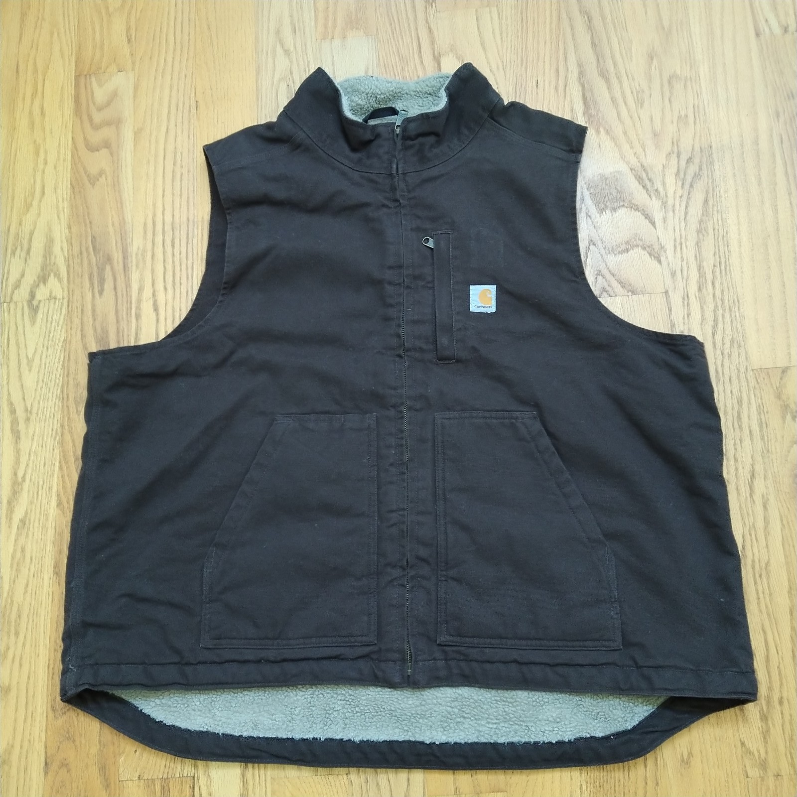 Carhartt Sherpa-Lined Mock Neck Vest Mens 2XL OV4277-M Loose Fit Canvas Brown