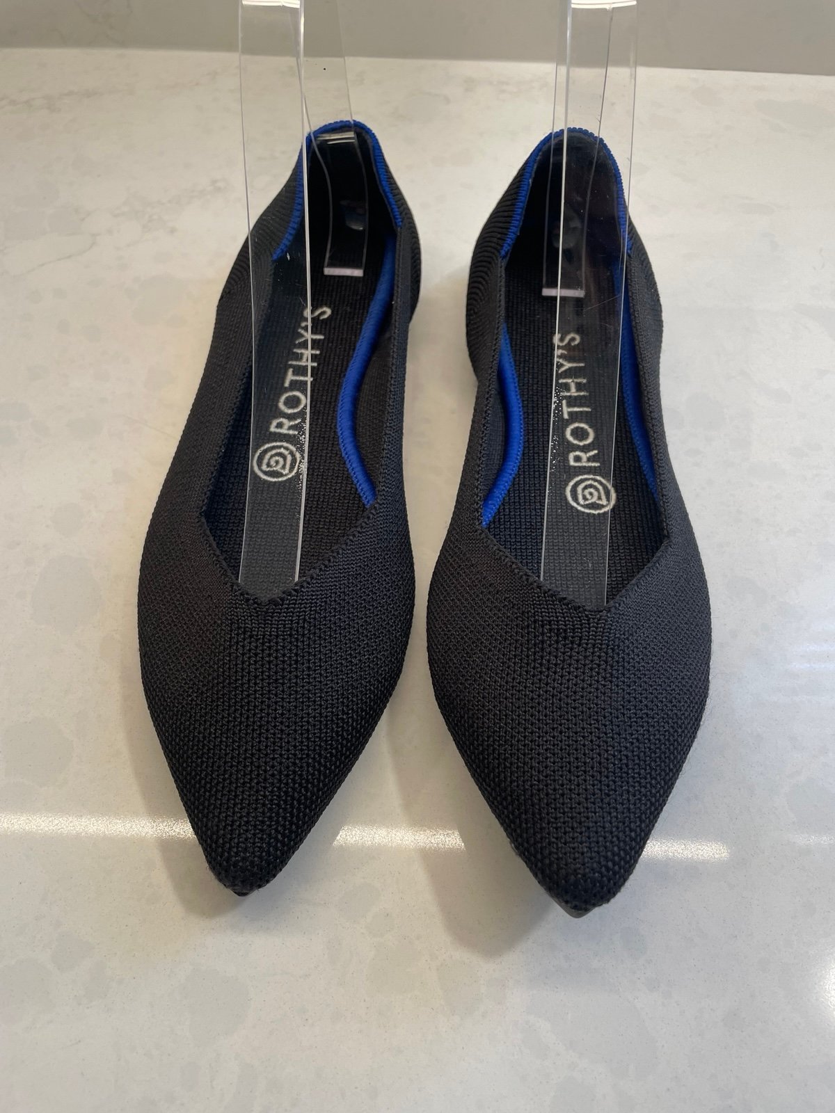 Rothy's Black Knit Fabric Pointed-Toe Slip-On Flats Size 7.5.