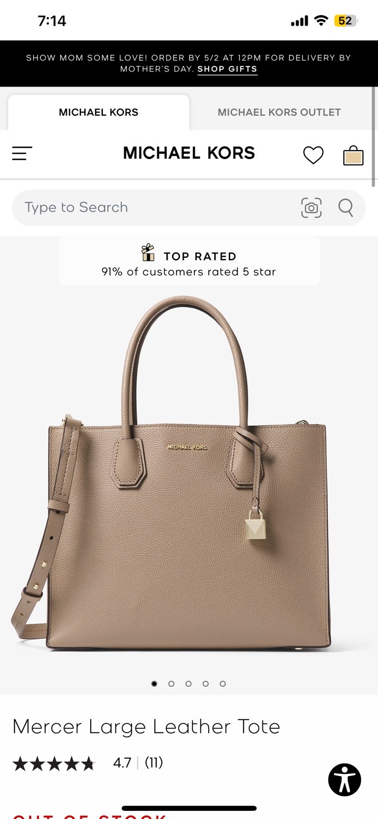 Michael Kors Mercer Large Leather Tote