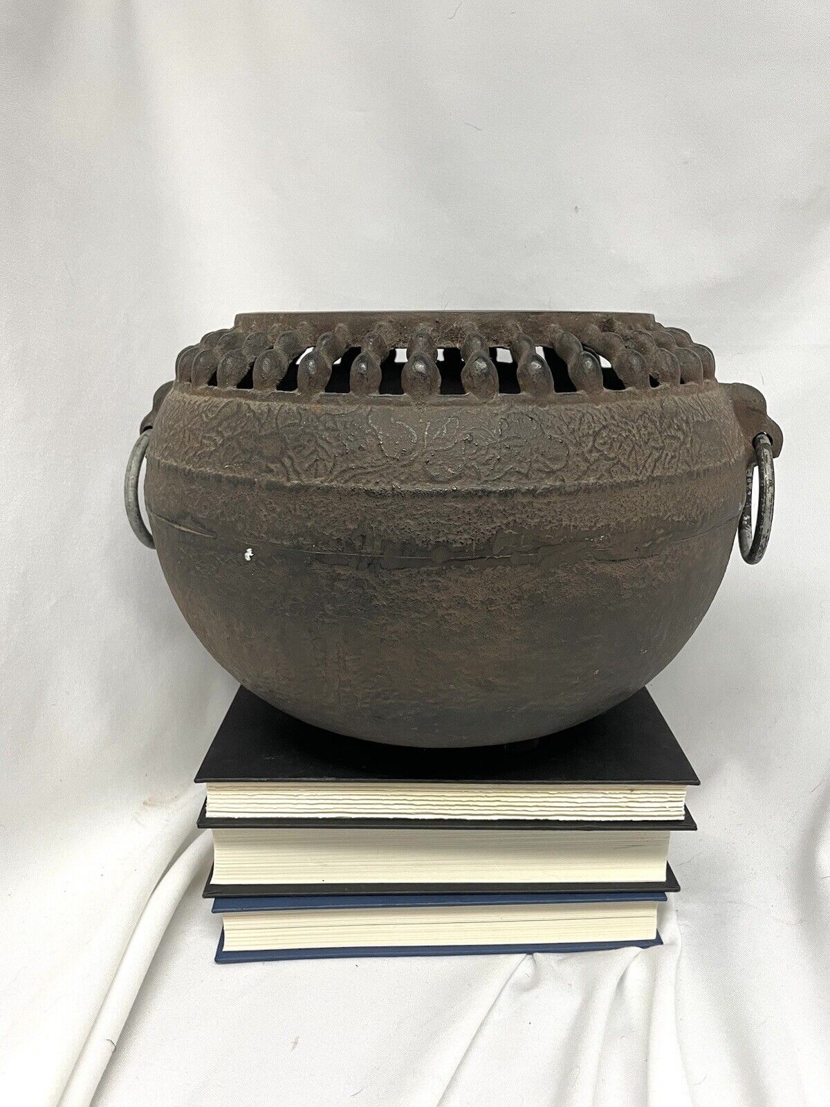 Vintage Chinese iron censer Urn pot - hong kong wabi sabi planter footed