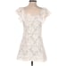 Free People White Lace Mini Dress Square neck Embellishments Ruffle Sleeve XS