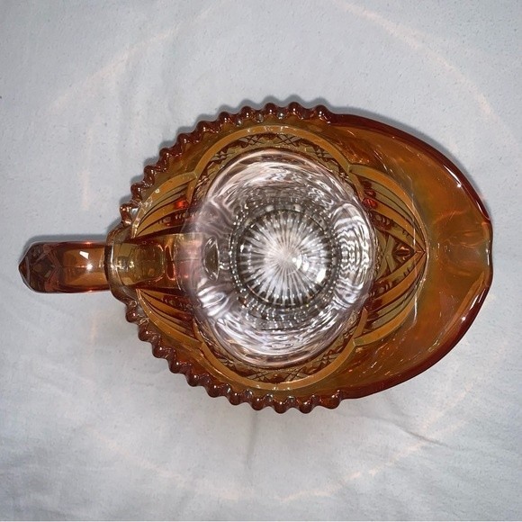 Vintage Imperial Carnival Glass Pitcher Daisy Mayflower Pattern Marigold Orange