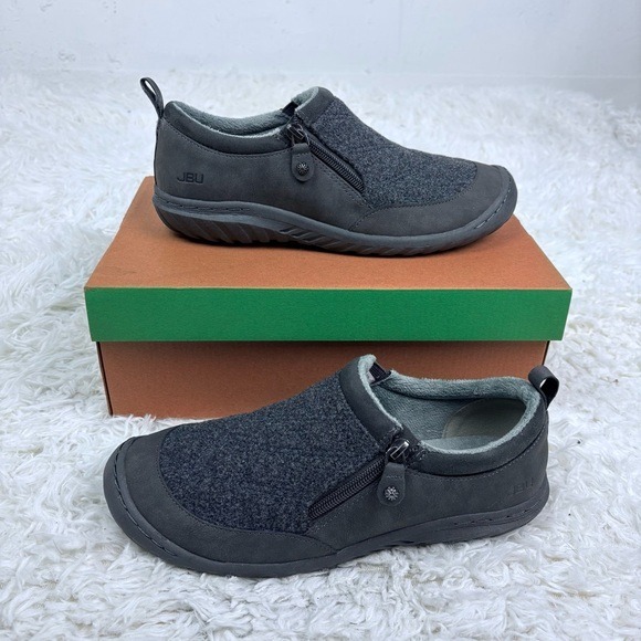 JBU memory foam amber wool charcoal Gray Slip-On side zip Shoes size 8.5