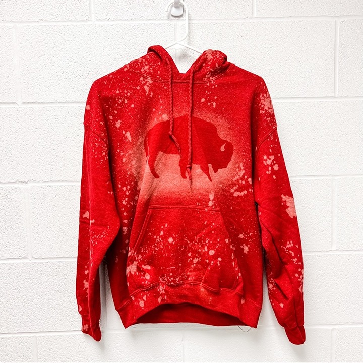 Buffalo Bills Red Bleached 17 Buffalo Hoodie HANDMADE