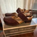 Dansko Malin Burnished Calf Mahogany Leather Buckle Close Toe Sandal Heel NEW 41