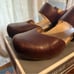 Dansko Malin Burnished Calf Mahogany Leather Buckle Close Toe Sandal Heel NEW 41