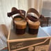 Dansko Malin Burnished Calf Mahogany Leather Buckle Close Toe Sandal Heel NEW 41