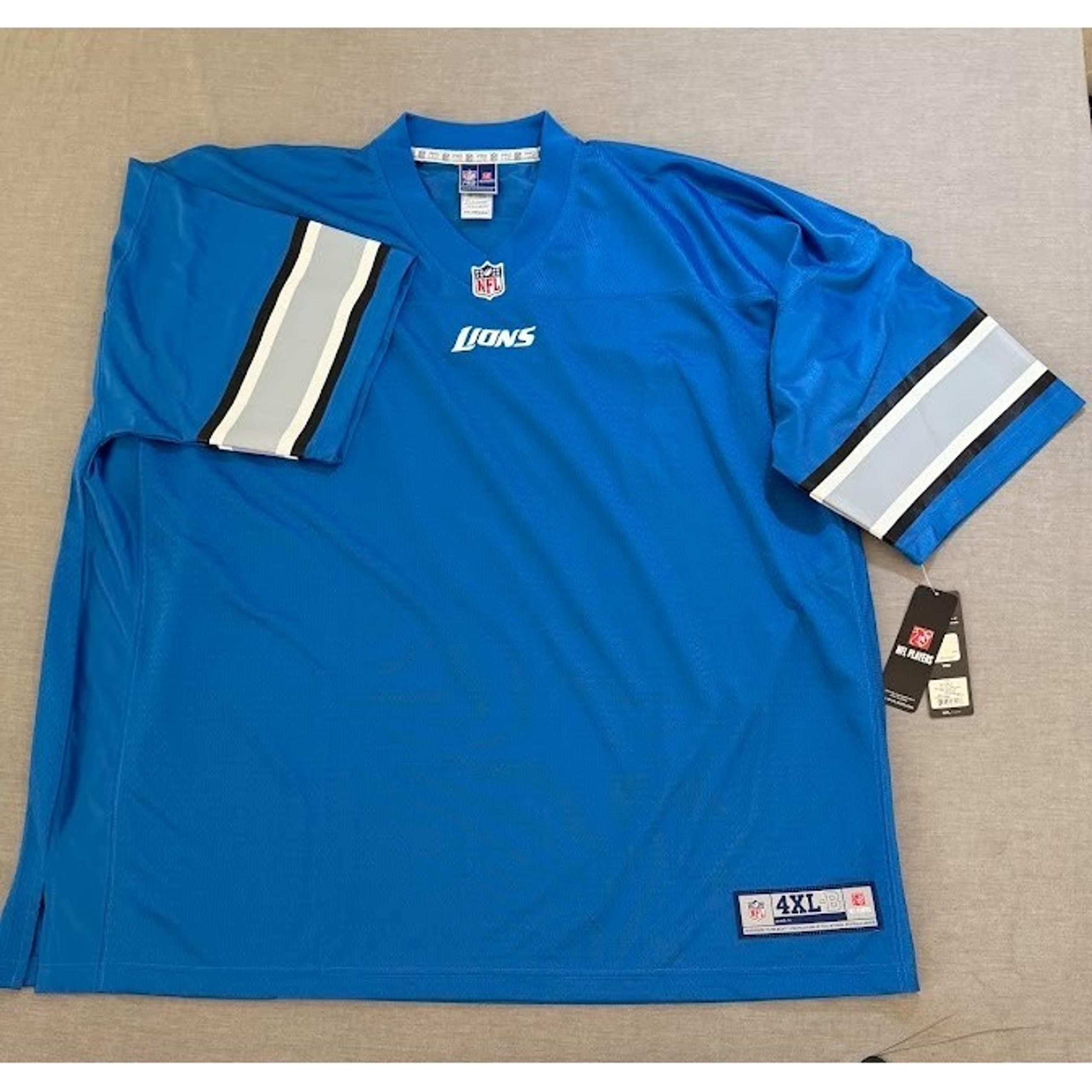 Detroit Lions TEAM NFL Jersey Mens 4XL-B Blue Blank Short Sleeve. - Pro Line