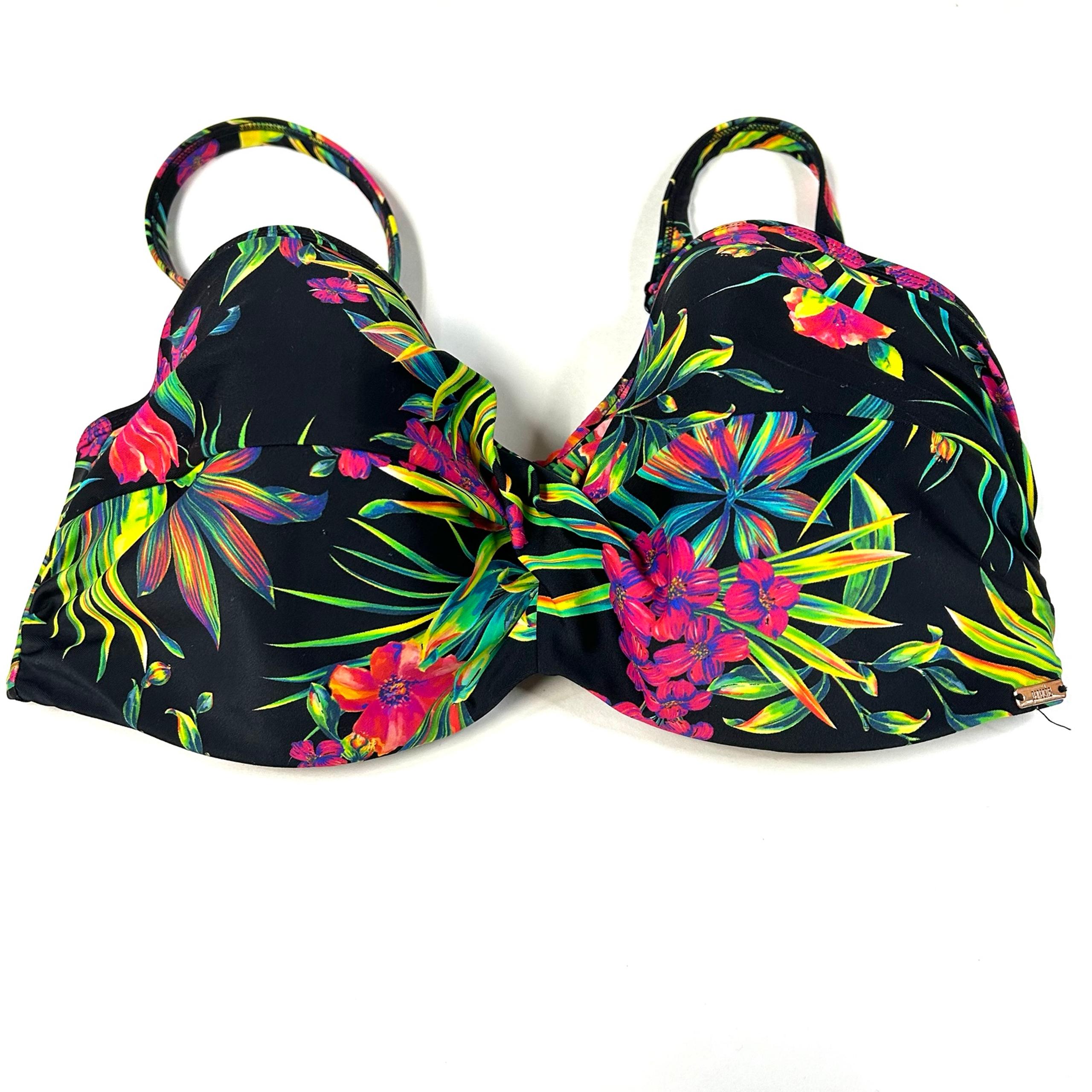 Panache 32F 32DDD Bikini Top Anya Print SW1293 Tropical Floral Black Pink #2427
