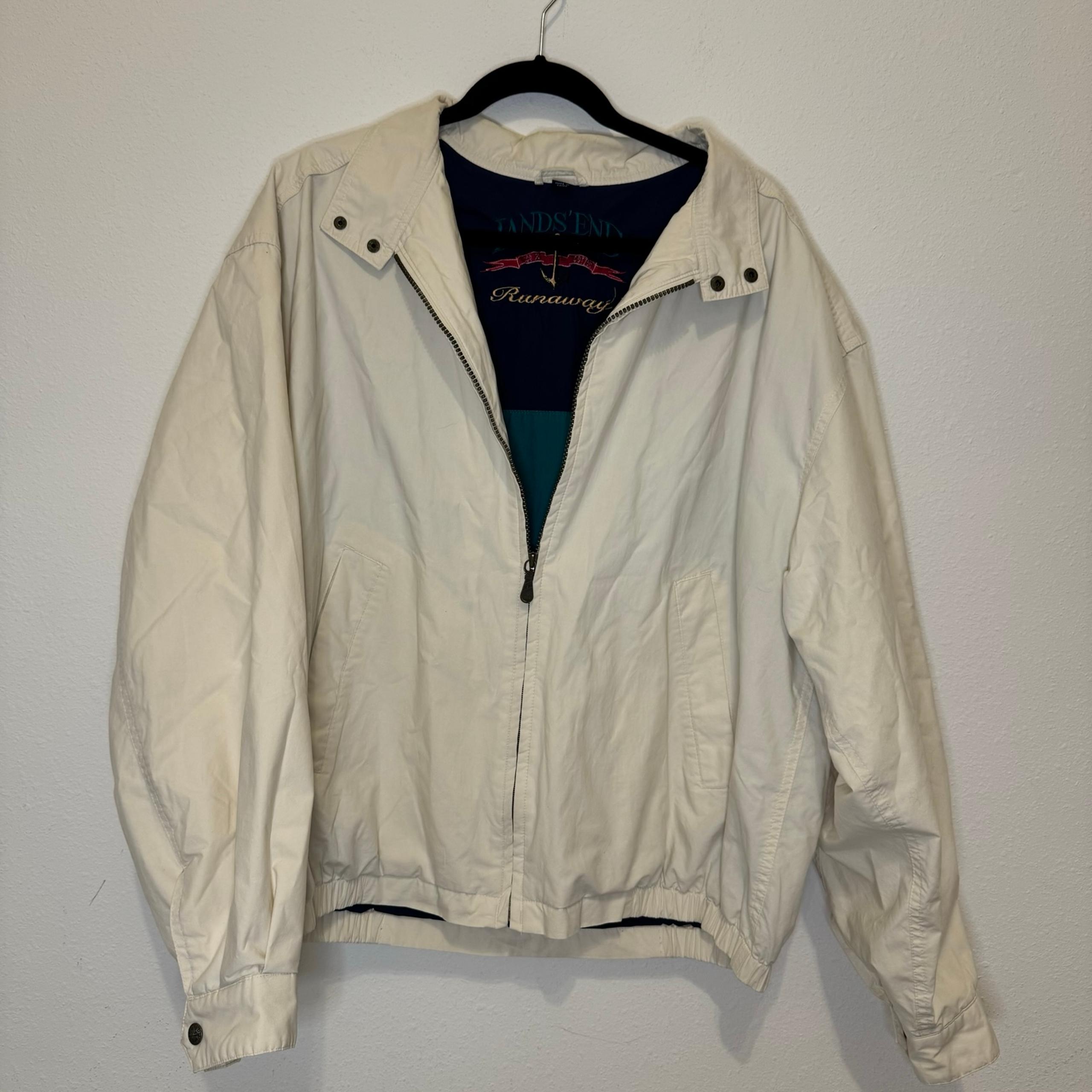 Land’s End Runaway Nautical Cream Vintage Tan Jacket Men’s Large 42-44