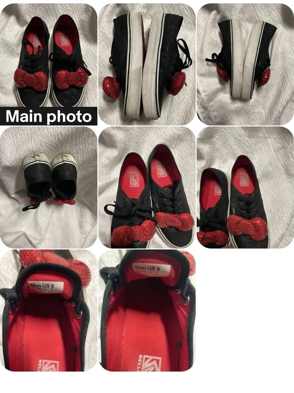 Rare VANS x HELLO KITTY AUTHENTIC (BLACK/BOW) SHOES (MEN6/WOMEN 6.5