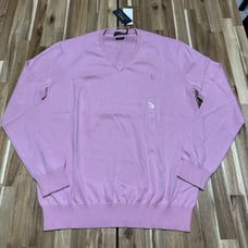 Polo Ralph Lauren Sweater Mens L Pink Vneck Knit Pima Cotton Preppy Pony NWT