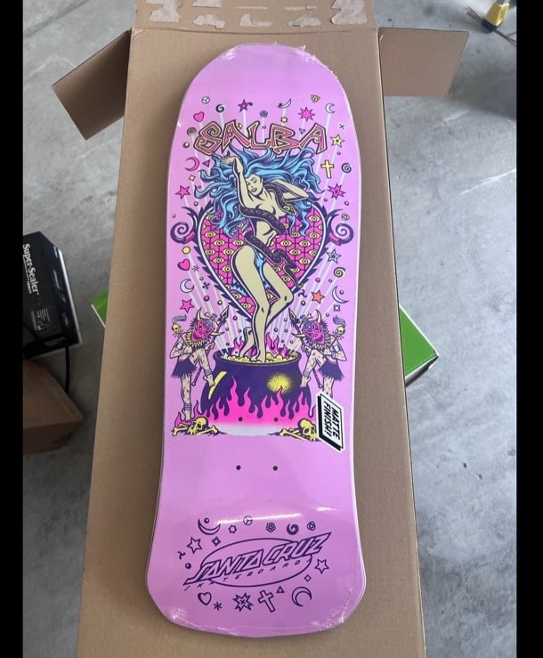 Salba Santa Cruz Witch Doctor Skateboard Deck Light Pink salba