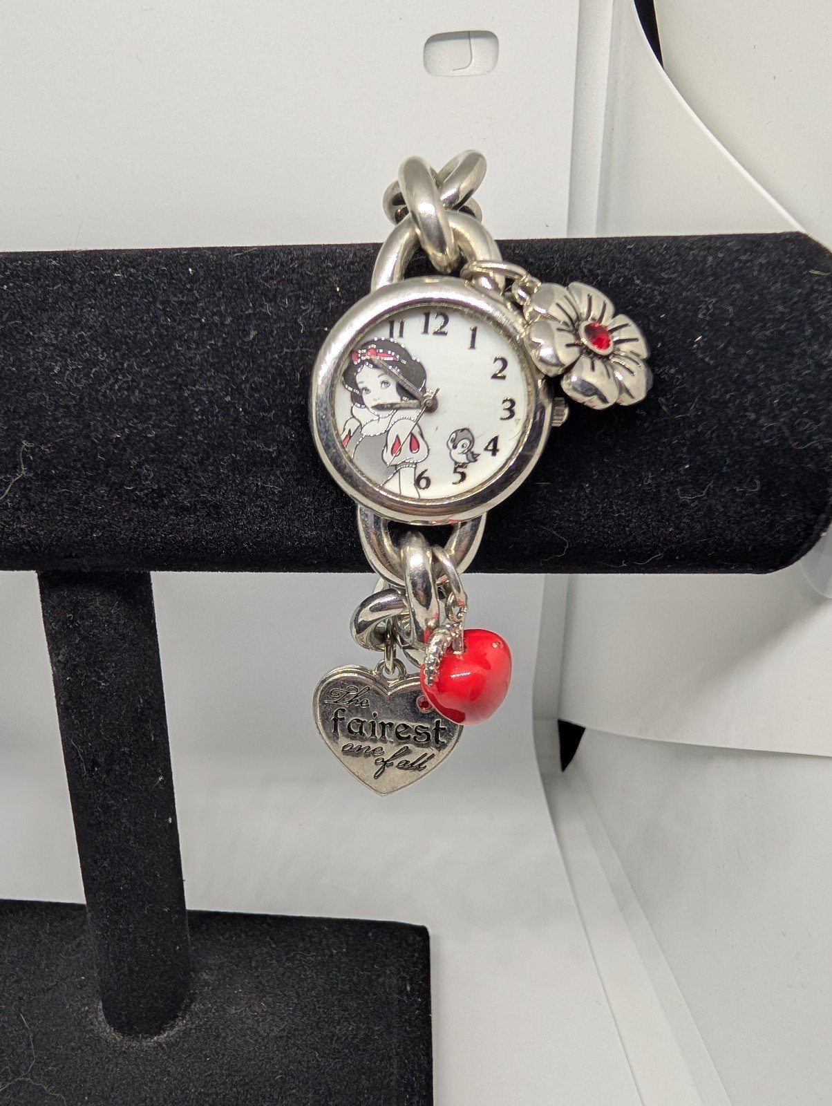 Women's Disney Snow White Stainless Steel Silver Tone Watch w Charms.