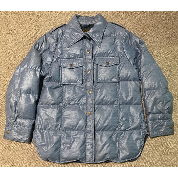 Vintage 70s Mens Medium Eddie Bauer Goose Down Long Button Snap Puffer Jacket
